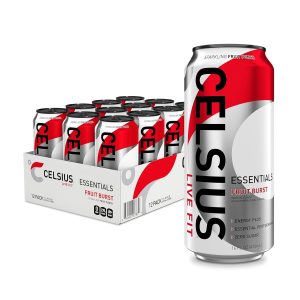 CELSIUS ESSENTIALS Sparkling Fruit Burst. Sugar Free Performance Energy Drink. 16 Fl Oz (Pack of 12)