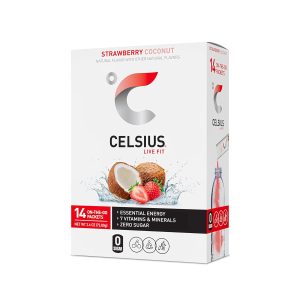 CELSIUS On The Go Strawberry Coconut. Sugar Free Energy Drink Mix (14 Sticks per Pack)