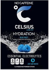 CELSIUS Hydration Blue Razz. Sugar Free Electrolyte Hydration Drink Mix (Pack of 14) - Image 5