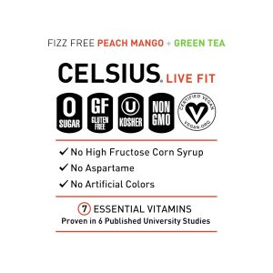 CELSIUS Peach Mango Green Tea. Functional Essential Energy Drink 12 Fl Oz (Pack of 12) - Image 4