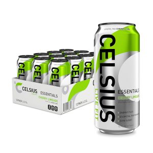 CELSIUS ESSENTIALS. Sparkling Cherry Limeade. Performance Energy Drink 16 Fl Oz (Pack of 12)