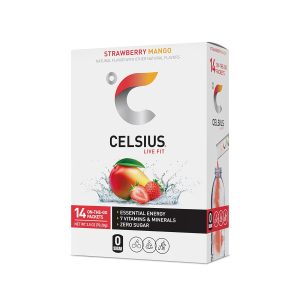 CELSIUS On The Go Strawberry Mango. Sugar Free Energy Drink Mix (14 Sticks per Pack)