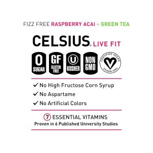 CELSIUS Raspberry Acai Green Tea. Functional Essential Energy Drink 12 Fl Oz (Pack of 12) Packaging may vary - Image 4