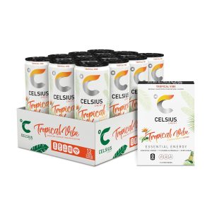 CELSIUS Zero Sugar Energy Drink & Powder Stick Bundle. Tropical Vibe