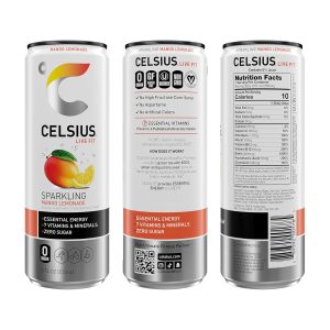 CELSIUS Sparkling Mango Lemonade. Functional Energy Drink 12 Fl Oz (Pack of 12) - Image 3