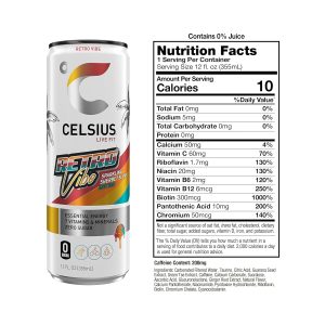 CELSIUS RETRO VIBE Sparkling Sherbet Slush. Sugar Free Energy Drink. 12 Fl Oz (Pack of 12) - Image 3