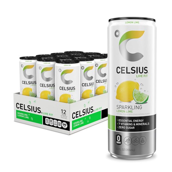 CELSIUS Sparkling Lemon Lime. Functional Energy Drink. 12 Fl Oz (Pack of 12)