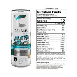CELSIUS PLAYA VIBE Sparkling Pina Colada. Sugar Free Energy Drink. 12 Fl Oz (Pack of 12) - Image 3