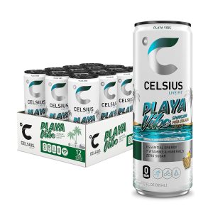 CELSIUS PLAYA VIBE Sparkling Pina Colada. Sugar Free Energy Drink. 12 Fl Oz (Pack of 12)