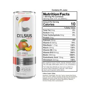 CELSIUS Peach Mango Green Tea. Functional Essential Energy Drink 12 Fl Oz (Pack of 12) - Image 2