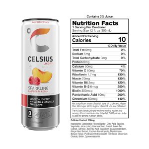 CELSIUS Sparkling Raspberry Peach. Functional Essential Energy Drink 12 Fl Oz (Pack of 12) - Image 2