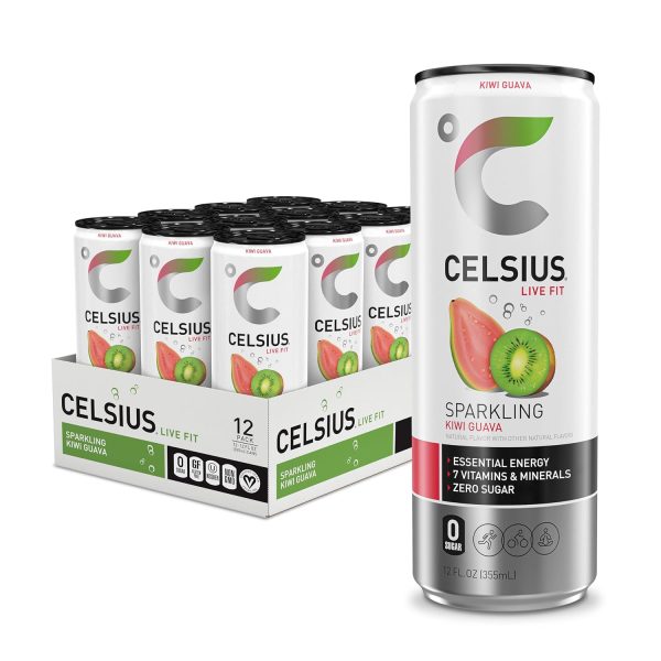 CELSIUS Sparkling Kiwi Guava. Functional Essential Energy Drink 12 Fl Oz (Pack of 12)