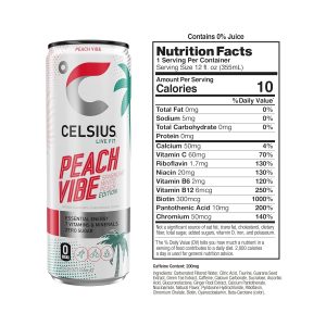 CELSIUS Sparkling Peach Vibe. Functional Essential Energy Drink 12 Fl Oz (Pack of 12) - Image 3