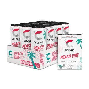 CELSIUS Zero Sugar Energy Drink & Powder Stick Bundle. Peach Vibe