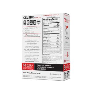 CELSIUS On The Go Strawberry Coconut. Sugar Free Energy Drink Mix (14 Sticks per Pack) - Image 2