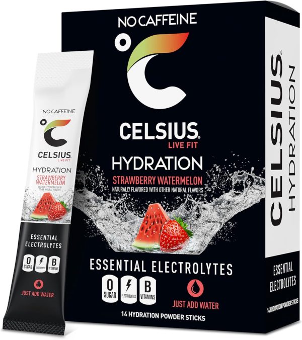 CELSIUS Hydration Strawberry Watermelon. Sugar Free Electrolyte Hydration Drink Mix (Pack of 14)