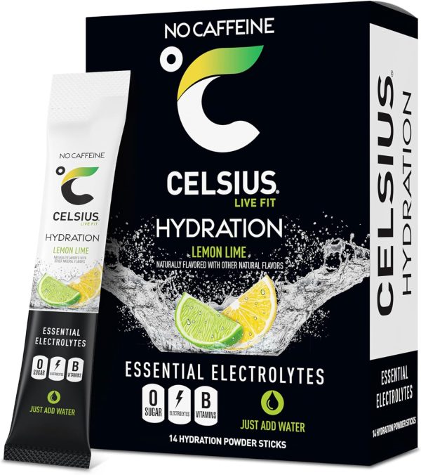 CELSIUS Hydration Lemon Lime. Sugar Free Electrolyte Hydration Drink Mix (Pack of 14)