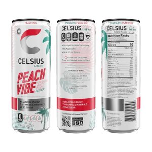 CELSIUS Sparkling Peach Vibe. Functional Essential Energy Drink 12 Fl Oz (Pack of 12) - Image 2