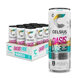 CELSIUS Sparkling Oasis Vibe. Functional Essential Energy Drink. 12 Fl Oz (Pack of 12)