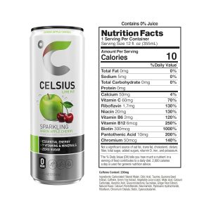 CELSIUS Sparkling Green Apple Cherry. Functional Essential Energy Drink. 12 Fl Oz (Pack of 12) - Image 2