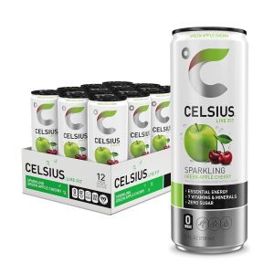 CELSIUS Sparkling Green Apple Cherry. Functional Essential Energy Drink. 12 Fl Oz (Pack of 12)